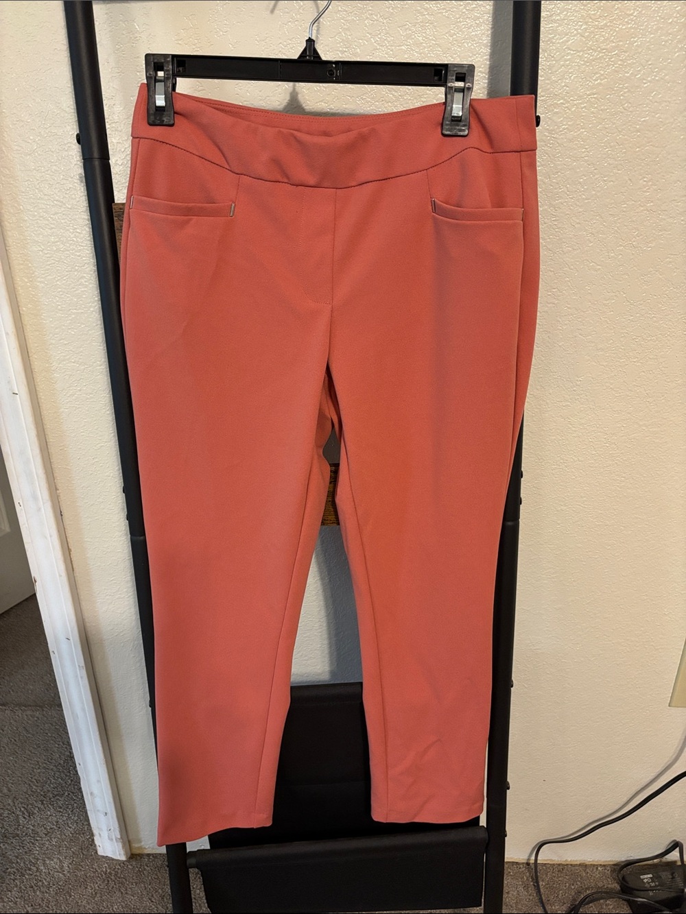 Straight Leg Pull-On Pants in Coral Pink